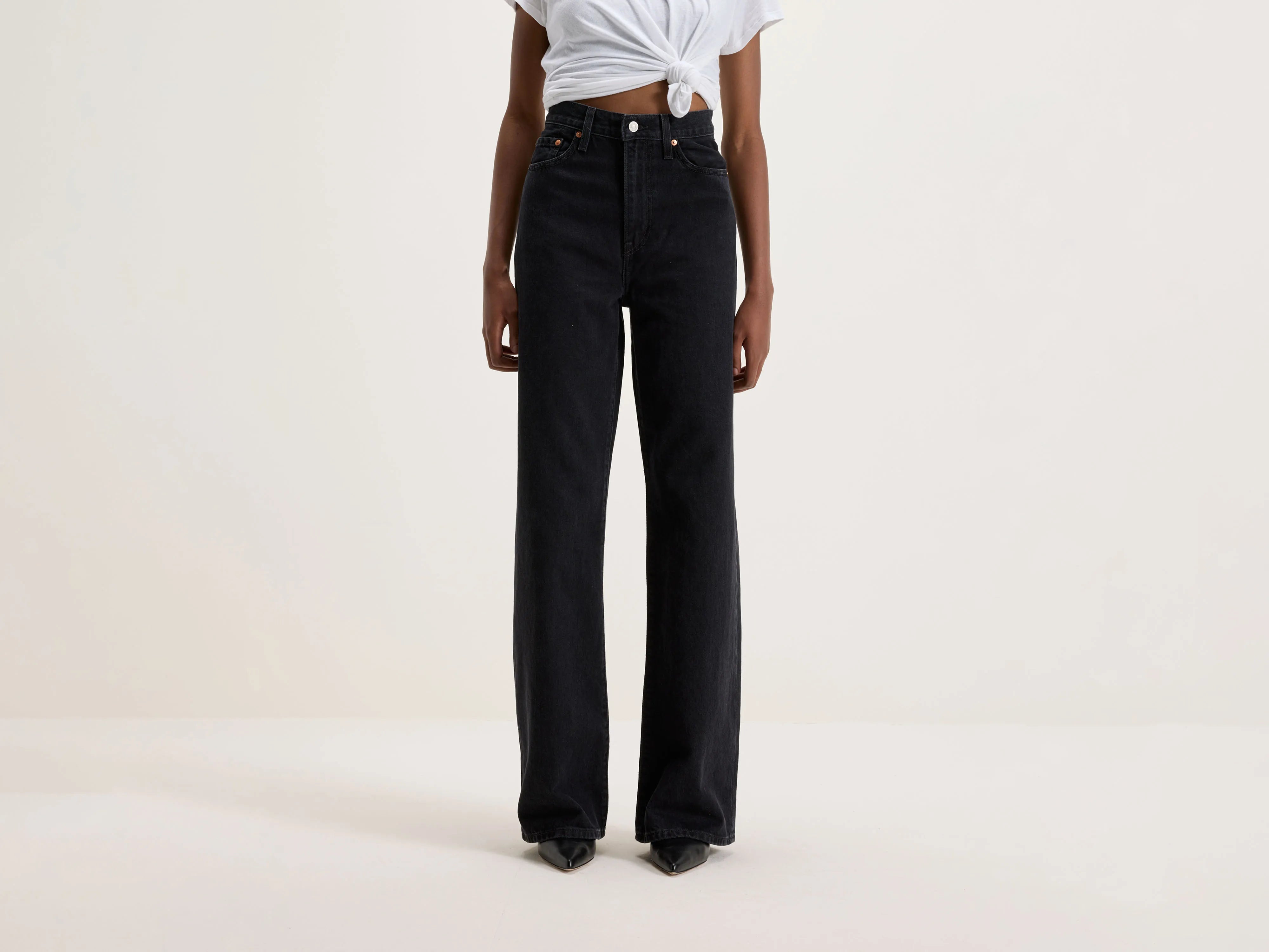 Patchwork Denim Top with a Unique and Artistic AppealRibcage Wide Leg Jeans (242 / W / BLACK) Patchwork Denim Top with a Unique and Artistic AppealRibcage Wide Leg Jeans (242 / W / BLACK)