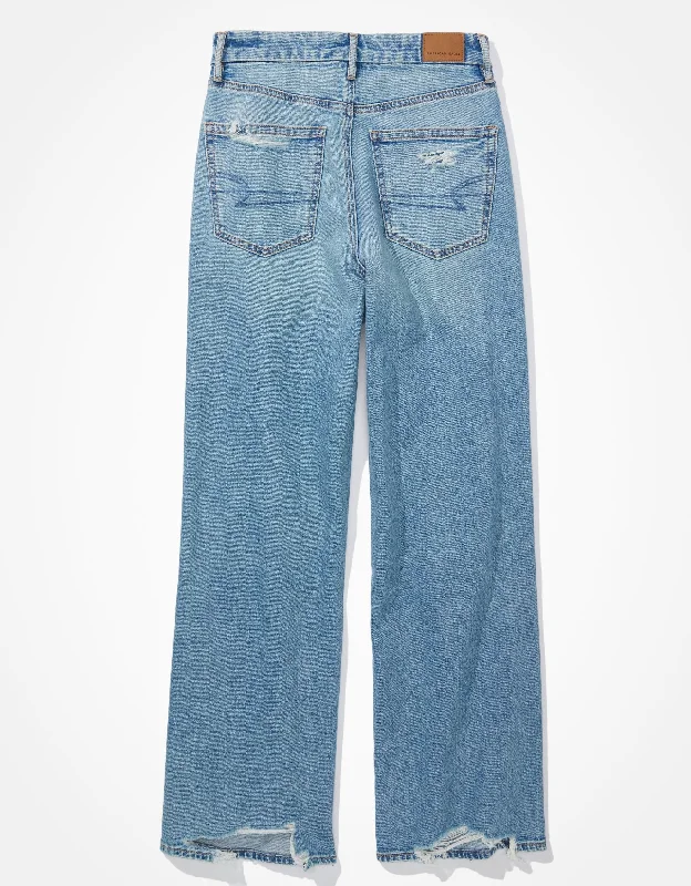Women's pants with adjustable cuffs Dark - wash women jeans for a sophisticated and slimming effect AE Stretch Curvy Super High-Waisted Baggy Straight Jean Women's pants with adjustable cuffs Dark - wash women jeans for a sophisticated and slimming effect AE Stretch Curvy Super High-Waisted Baggy Straight Jean