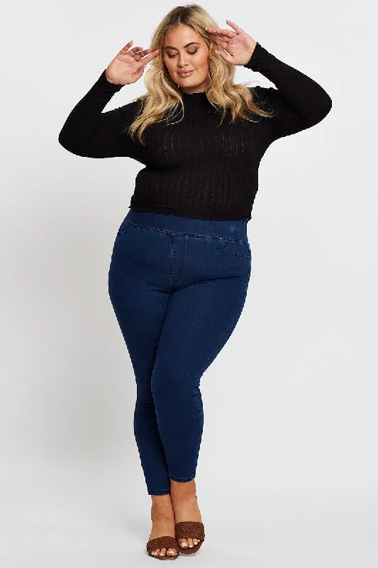 Women's skinny jeans pants High - waisted women jeans for a flattering silhouette Dk Indigo High Rise Denim Jeggings Women's skinny jeans pants High - waisted women jeans for a flattering silhouette Dk Indigo High Rise Denim Jeggings