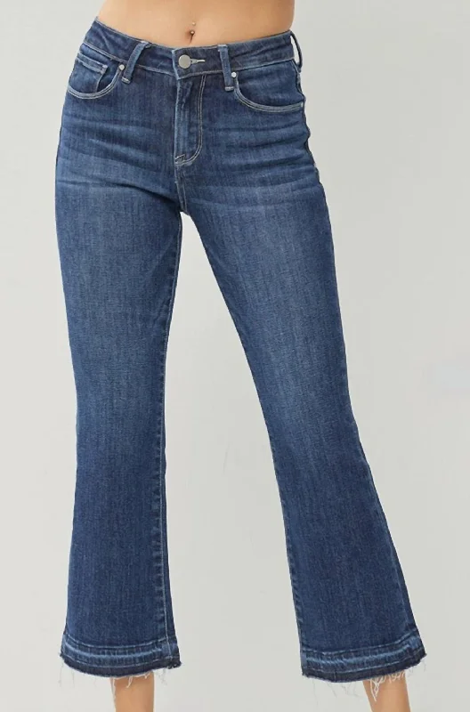 Women's sequined party pants Mom jeans for a nostalgic and casual look High Rise Crop Flare Jeans In Dark Blue Women's sequined party pants Mom jeans for a nostalgic and casual look High Rise Crop Flare Jeans In Dark Blue