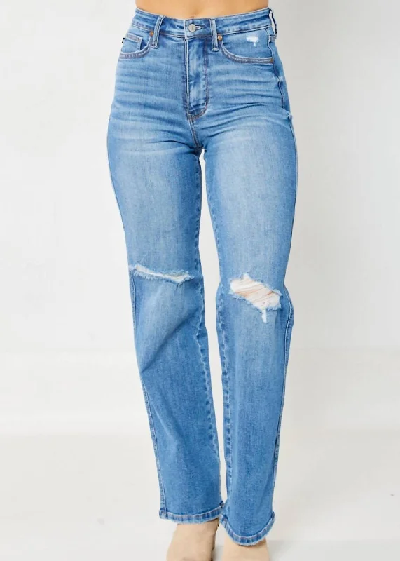 Women's kids - inspired printed pants Colored women jeans in vibrant hues like red and yellow High Waist Straight Leg Jean In Medium Blue Women's kids - inspired printed pants Colored women jeans in vibrant hues like red and yellow High Waist Straight Leg Jean In Medium Blue