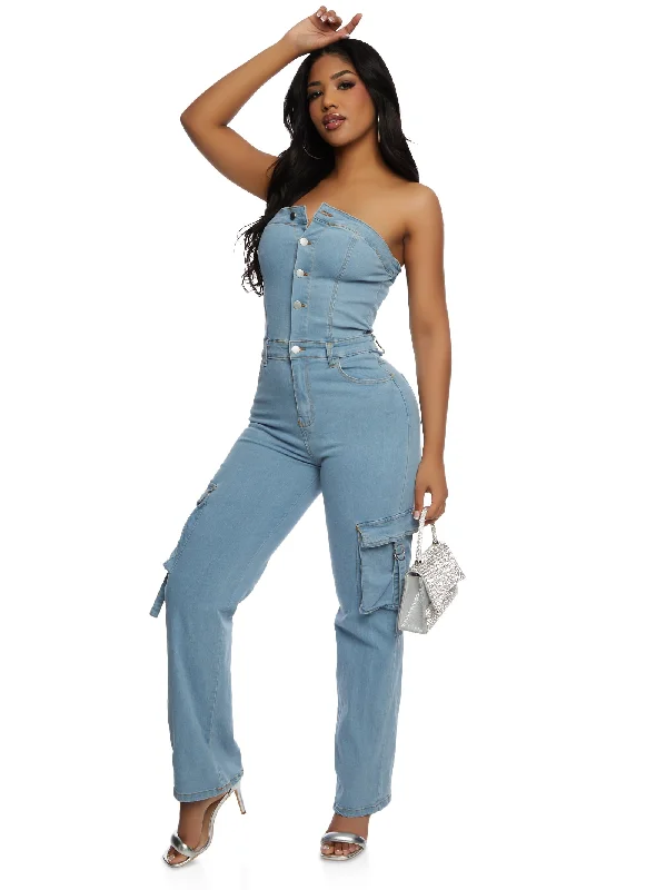 Women's winter - warm fleece - lined pants Bootcut women jeans to complement various shoe styles Daisy Denim Strapless Cargo Pocket Jumpsuit Women's winter - warm fleece - lined pants Bootcut women jeans to complement various shoe styles Daisy Denim Strapless Cargo Pocket Jumpsuit