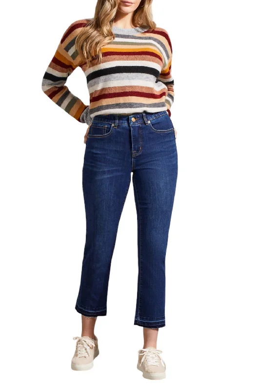 Women's pants with adjustable cuffs Dark - wash women jeans for a sophisticated and slimming effect Sophia Curvy Micro Flare Jeans In Blue Women's pants with adjustable cuffs Dark - wash women jeans for a sophisticated and slimming effect Sophia Curvy Micro Flare Jeans In Blue
