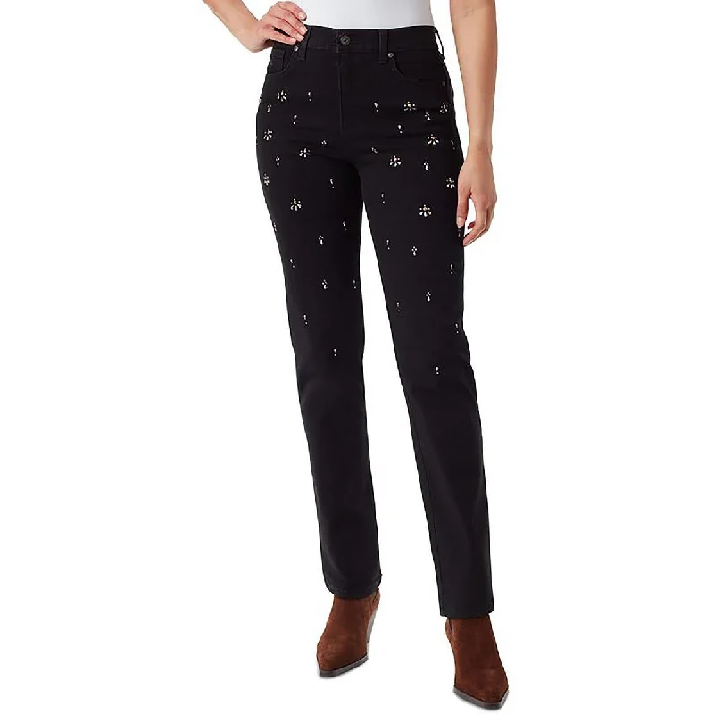 Women's leather moto pants Wide - leg women jeans for a modern and relaxed vibe Womens High Rise Embellished Ankle Jeans Women's leather moto pants Wide - leg women jeans for a modern and relaxed vibe Womens High Rise Embellished Ankle Jeans