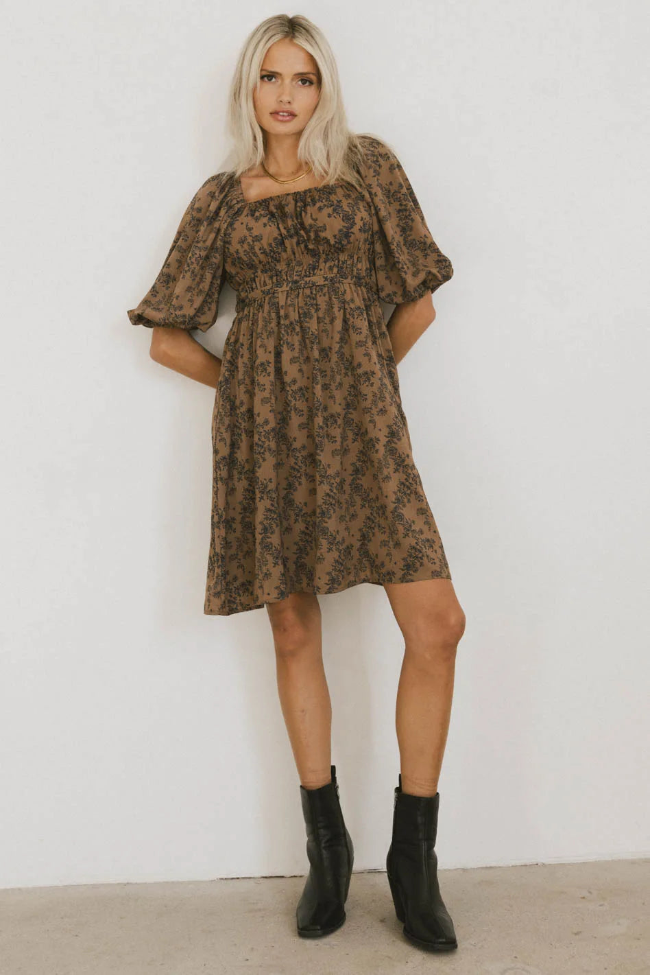 Mini dresses with pom - pom trims for a playful feelBellamy Mini Dress in Brown