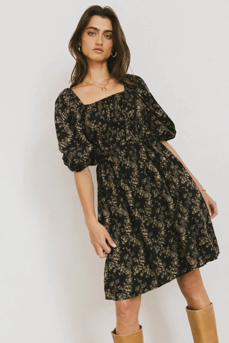 Mini dresses with patchwork designs for a unique styleBellamy Mini Dress in Black