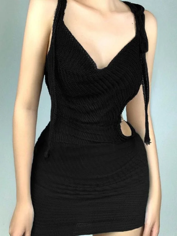 Mini dresses with ruched bodices for a feminine touchBerryBetty - Chain Embellished Tie Strap Party Mini Dress Mini dresses with ruched bodices for a feminine touchBerryBetty - Chain Embellished Tie Strap Party Mini Dress