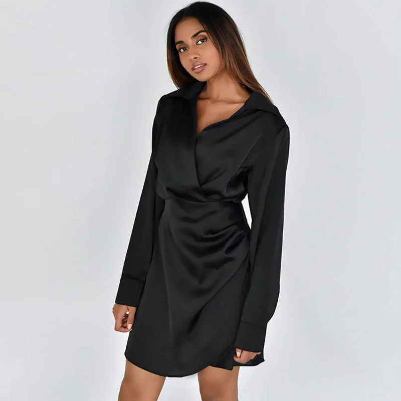 Mini dresses with pocket details for added functionalityBerryBetty - V Neck Long Sleeve Shirt Mini Dress - Black Mini dresses with pocket details for added functionalityBerryBetty - V Neck Long Sleeve Shirt Mini Dress - Black