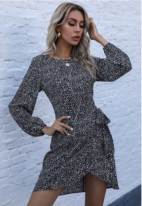 Mini dresses with belted waists for a defined silhouetteKeeper Printed Tie Dress - Black Mini dresses with belted waists for a defined silhouetteKeeper Printed Tie Dress - Black
