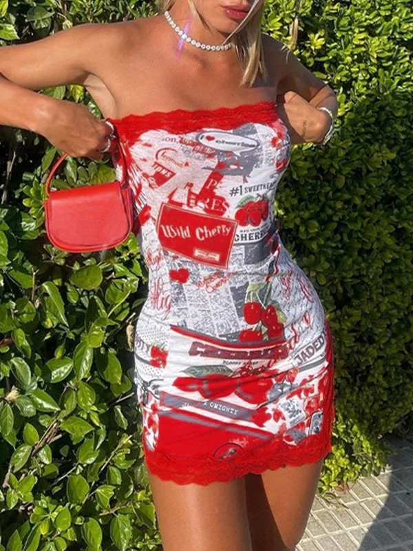 Mini dresses with mesh panels for a sexy and trendy lookBerryBetty - Lace Trim Split Strapless Bodycon Mini Dress Mini dresses with mesh panels for a sexy and trendy lookBerryBetty - Lace Trim Split Strapless Bodycon Mini Dress