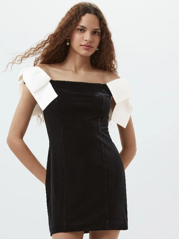 Velvet mini dresses for autumn weddingsVelvet Carey Satin Bow Mini Dress