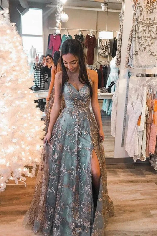 Party dresses with a fringed detail for a fun and dynamic styleA-line Tulle Straps Sequins Lace Prom Dress Evening Dress PSK298 Party dresses with a fringed detail for a fun and dynamic styleA-line Tulle Straps Sequins Lace Prom Dress Evening Dress PSK298