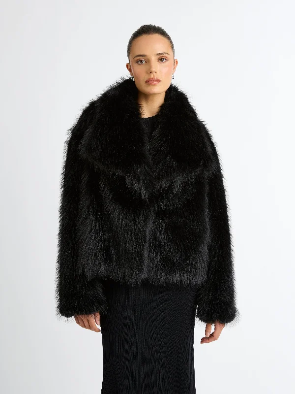 Wedding guest dresses with belted waists and knee - length skirtsADELLE FUR COAT