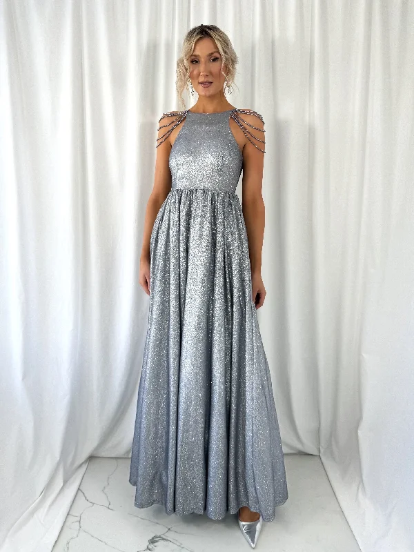 Sheer wedding guest dresses with lace inserts and long sleevesAnnabelle Maxi Bright Dress with Chains Over The Shoulder - Black Sheer wedding guest dresses with lace inserts and long sleevesAnnabelle Maxi Bright Dress with Chains Over The Shoulder - Black