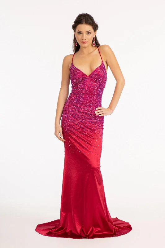 Bodycon dress in a geometric pattern​Beaded Long Satin Mermaid Prom Dress