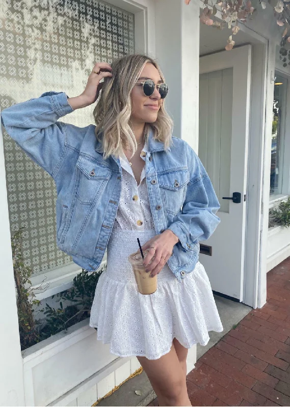 Wedding guest dresses with keyhole backs and flowing fabricsBlair White Eyelet Mini Dress Wedding guest dresses with keyhole backs and flowing fabricsBlair White Eyelet Mini Dress