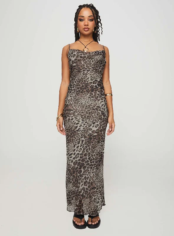Cocktail dresses with a tassel - adorned belt and a sheath styleDeclynn Bias Cut Maxi Dress Leopard Cocktail dresses with a tassel - adorned belt and a sheath styleDeclynn Bias Cut Maxi Dress Leopard