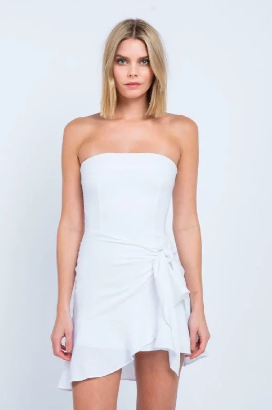 Printed wedding guest dresses with tropical motifs for beach weddingsDemi White Strapless Mini Dress Printed wedding guest dresses with tropical motifs for beach weddingsDemi White Strapless Mini Dress