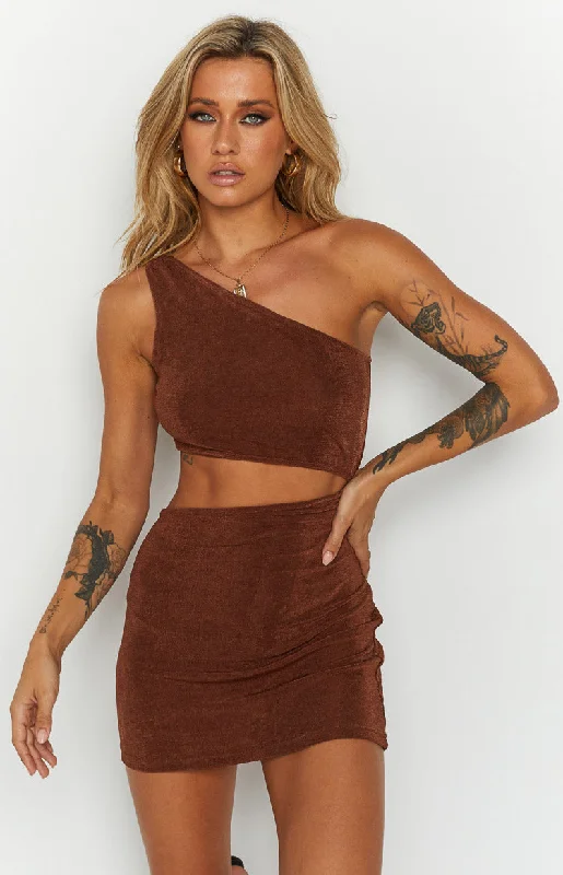 One - shoulder cocktail dresses in emerald green for a bold statementEtta Brown Cut Out Mini Dress One - shoulder cocktail dresses in emerald green for a bold statementEtta Brown Cut Out Mini Dress