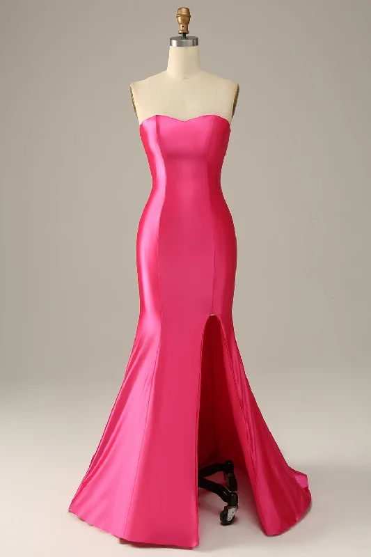 Ruffled cocktail dresses with a knee - length hem for a feminine appealFuchsia Sweetheart Mermaid Prom Dress Ruffled cocktail dresses with a knee - length hem for a feminine appealFuchsia Sweetheart Mermaid Prom Dress