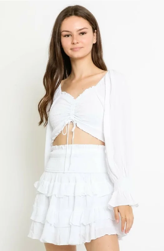 Wrap - style wedding guest dresses with bow accentsGive Me Fever White Two-Piece Dress Wrap - style wedding guest dresses with bow accentsGive Me Fever White Two-Piece Dress