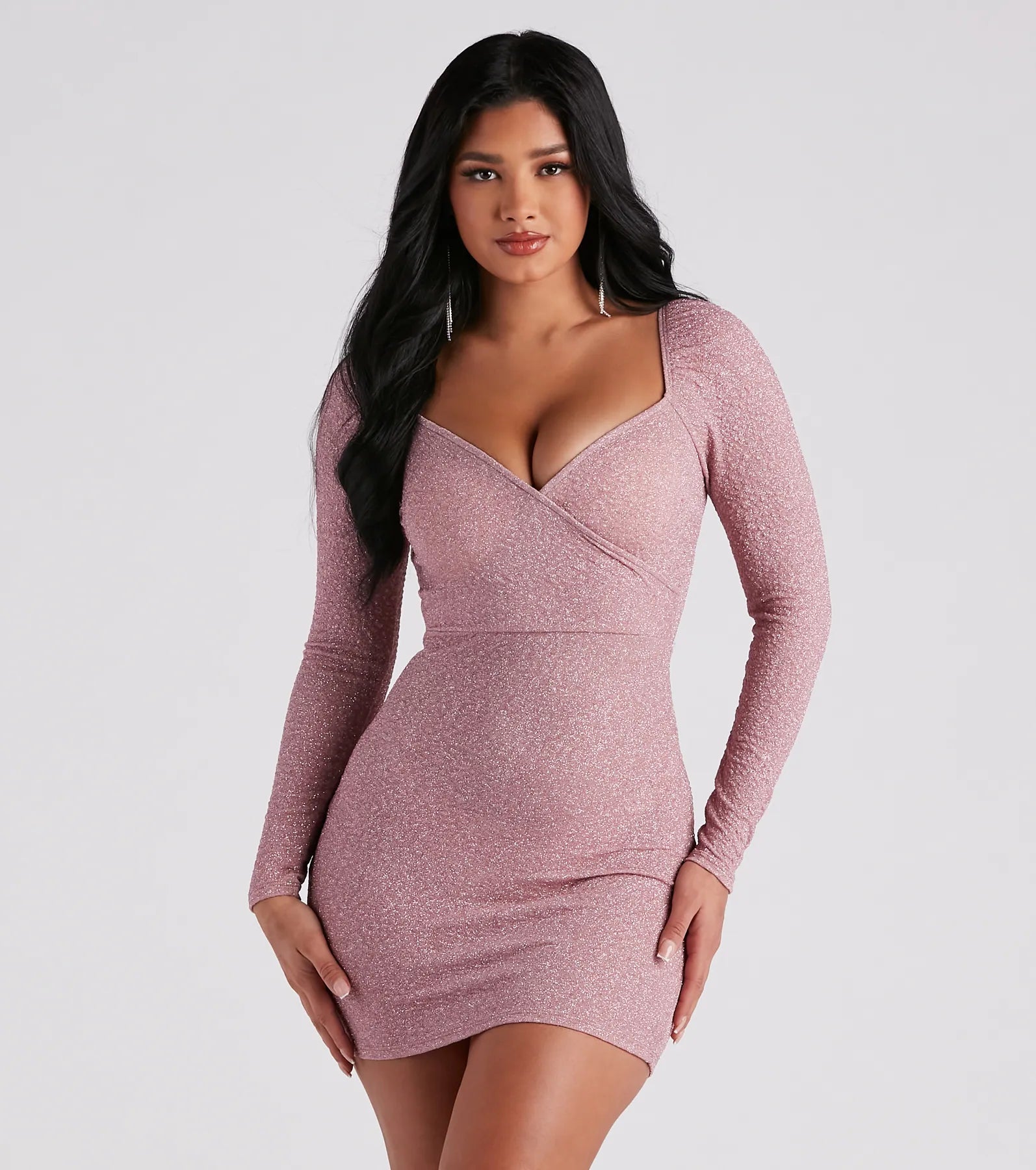 Bodycon dress for a cocktail party​Glam Girl Era Glitter Knit Mini Dress