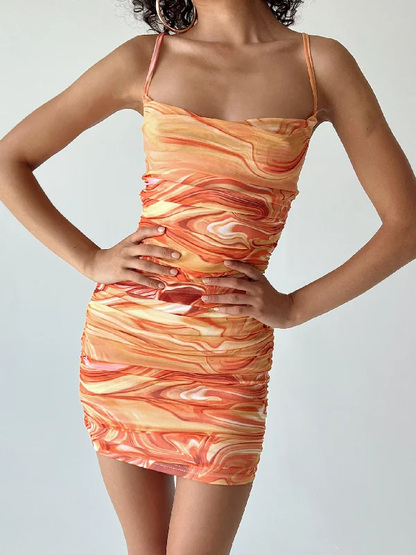 Bodycon dress made of cotton for a breathable option​Harlan Mini Dress Orange Multi