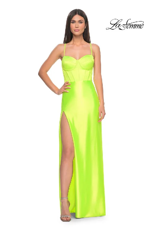 Party dresses with a satin - lined interior for added comfort​La Femme Dress 32262