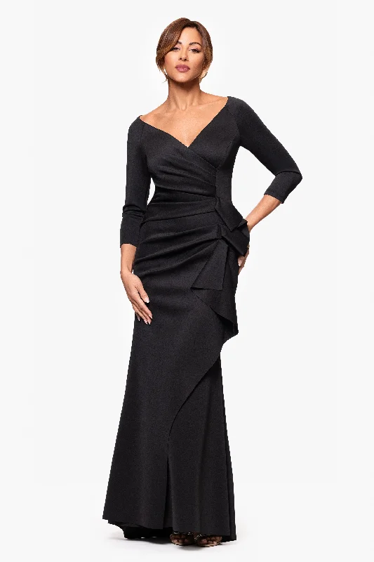 Cocktail dresses with a pleated skirt and a square neckline"Lexi" Long Sleeve Scuba Ruched Side Dress Cocktail dresses with a pleated skirt and a square neckline"Lexi" Long Sleeve Scuba Ruched Side Dress