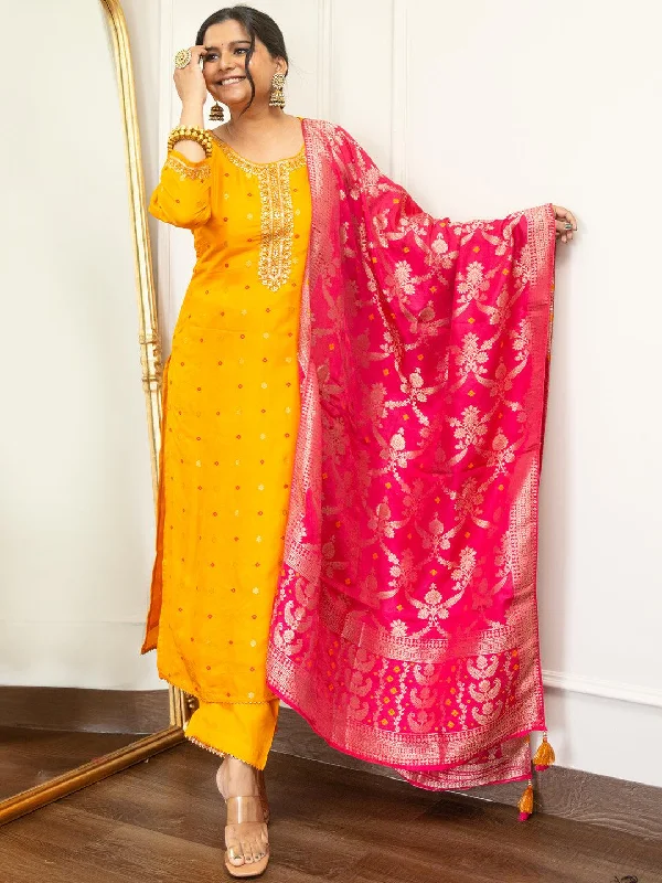 Mini cocktail dresses with a glittery finish for a party - ready styleMustard Woven Design Silk Straight Suit With Dupatta Mini cocktail dresses with a glittery finish for a party - ready styleMustard Woven Design Silk Straight Suit With Dupatta