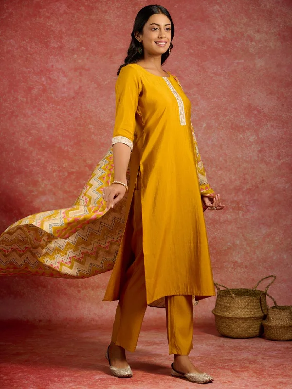 Mini cocktail dresses with a ruffled hem and a solid colorMustard Yoke Design Silk Blend Straight Suit With Dupatta Mini cocktail dresses with a ruffled hem and a solid colorMustard Yoke Design Silk Blend Straight Suit With Dupatta