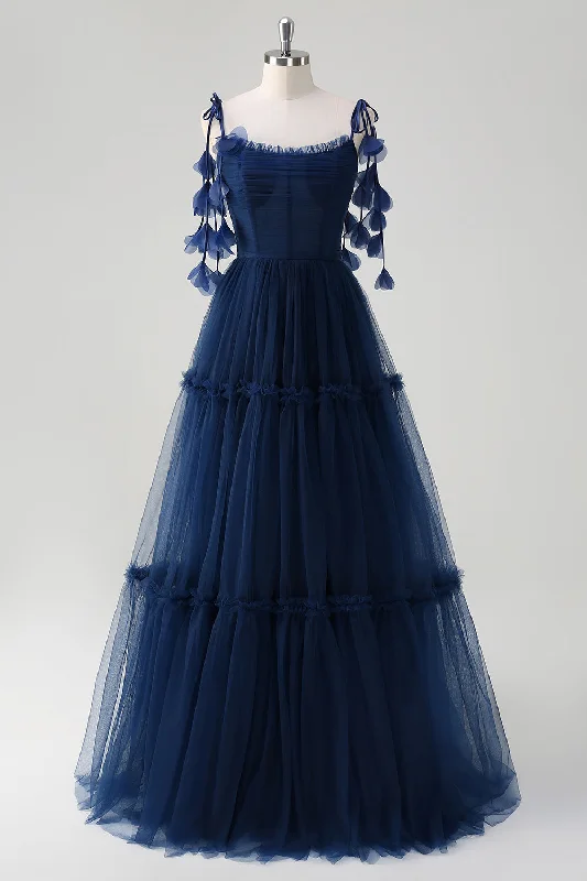Velvet - trimmed wedding guest dresses in burgundy for a formal eventNavy A-Line Spaghetti Straps Flowers Corset Ruffles Tulle Long Bridesmaid Dress Velvet - trimmed wedding guest dresses in burgundy for a formal eventNavy A-Line Spaghetti Straps Flowers Corset Ruffles Tulle Long Bridesmaid Dress