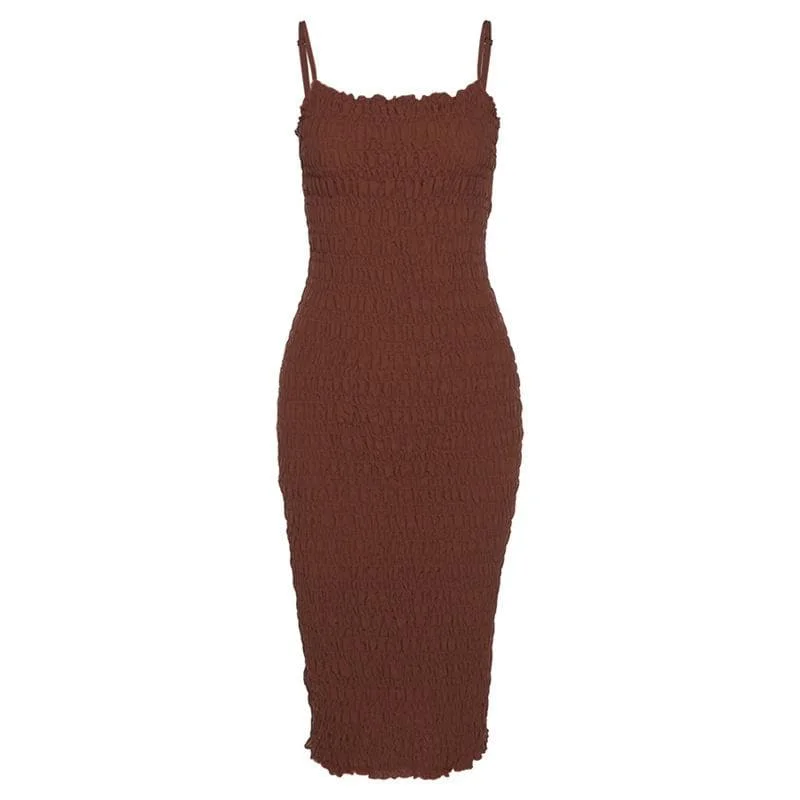 Cocktail dresses with off - the - shoulder designs and beaded accentsBerryBetty - Smocked ruffle backless solid cami dress Cocktail dresses with off - the - shoulder designs and beaded accentsBerryBetty - Smocked ruffle backless solid cami dress