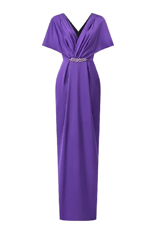 Midi - length party dresses for a modest and fashionable choiceSolace Pegged V-Neck Silk Floor Length Dress Midi - length party dresses for a modest and fashionable choiceSolace Pegged V-Neck Silk Floor Length Dress