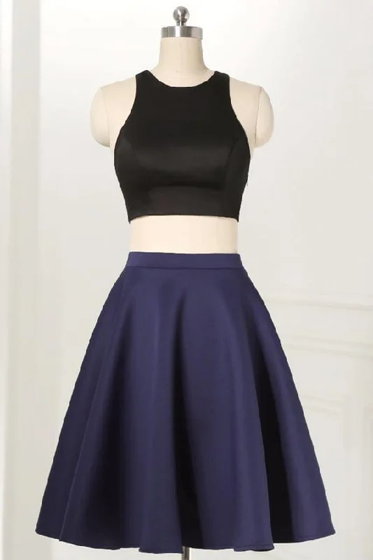 Party dresses with a mermaid silhouette for a figure - hugging fitStraight Two Piece Sleeveless Knee-Length Black Homecoming Dress PD264 Party dresses with a mermaid silhouette for a figure - hugging fitStraight Two Piece Sleeveless Knee-Length Black Homecoming Dress PD264