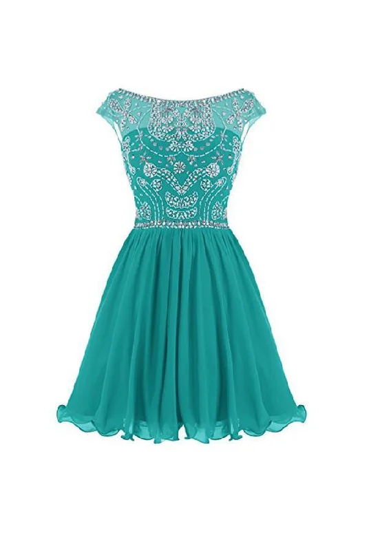 Party dresses with a lace overlay for a feminine touchV-back Chiffon Short Prom Homecoming Dresses PG052 Party dresses with a lace overlay for a feminine touchV-back Chiffon Short Prom Homecoming Dresses PG052