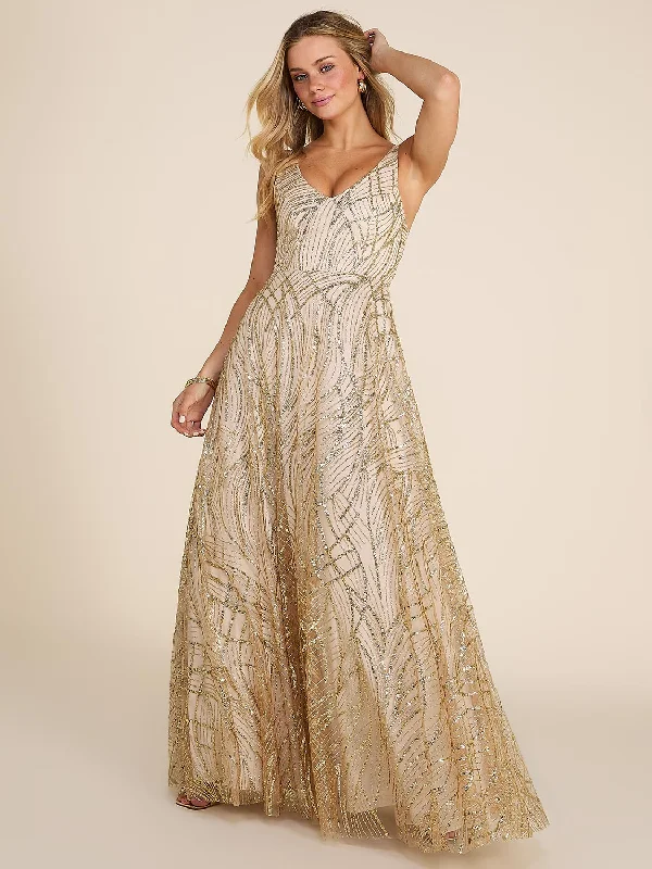 Formal dresses with fringe - trimmed sleeves and wrap - around styles for a bohemian - inspired formal eventV-Neck Allover Sparkle On Mesh Ball Gown Formal dresses with fringe - trimmed sleeves and wrap - around styles for a bohemian - inspired formal eventV-Neck Allover Sparkle On Mesh Ball Gown