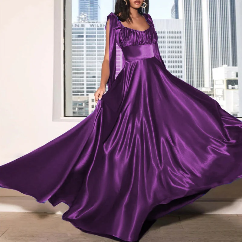 Princess Style Silky  Sleeveless Gown Evening Dress