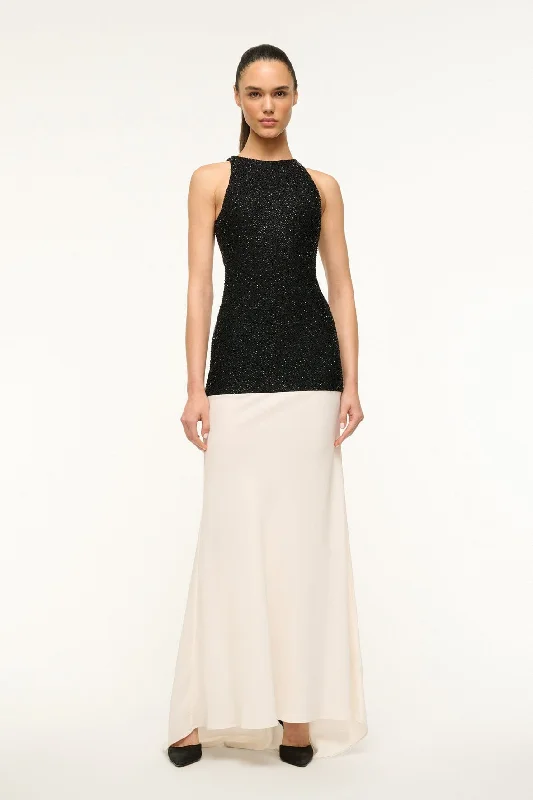 Prom dresses with lace - up side panels and ruffled bodices for a feminine and detailed lookGABRIELLE DRESS | BLACK IVORY Prom dresses with lace - up side panels and ruffled bodices for a feminine and detailed lookGABRIELLE DRESS | BLACK IVORY