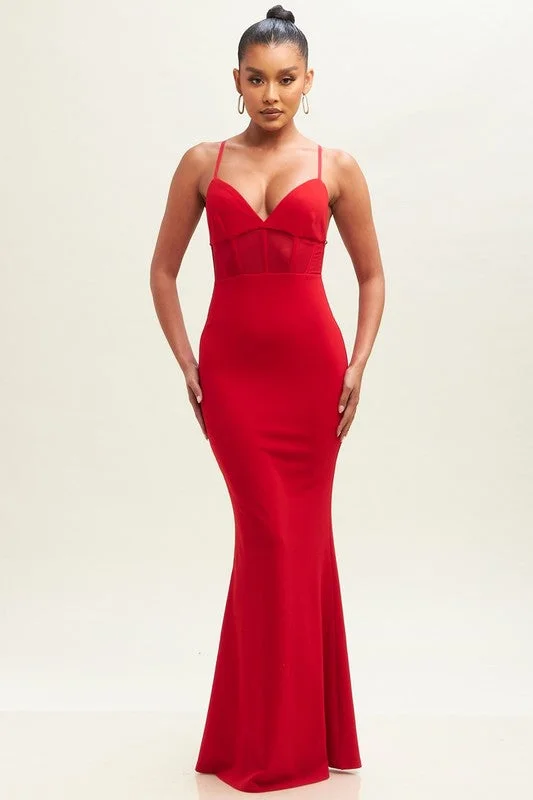 Simplicity Mesh Insert Bodycon Long Gown