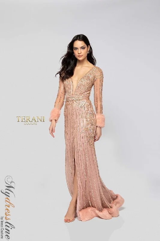Formal dresses with embroidered panels and tulle overlays for a fairytale promTerani Couture 1911GL9499 Formal dresses with embroidered panels and tulle overlays for a fairytale promTerani Couture 1911GL9499