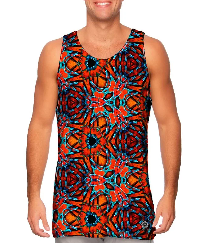Plus Size Women's Embroidered Tank Tops in Boho StylesCitrus Glow Pattern