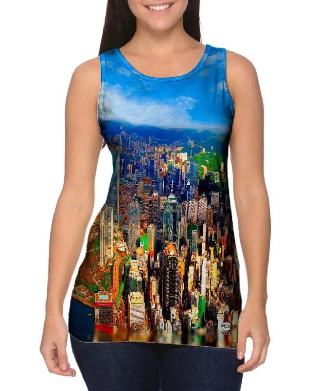 High - Neck Women's Silk Blend Tank Tops for a Luxurious FeelCity In Bloom