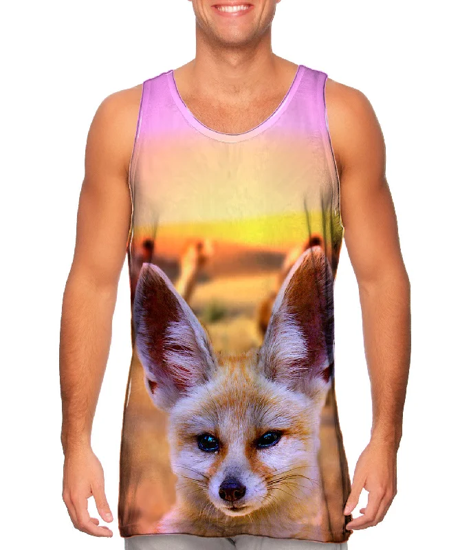 Scoop Neck Women's Linen Blend Tank Tops for SummerCivil Fennec Fox