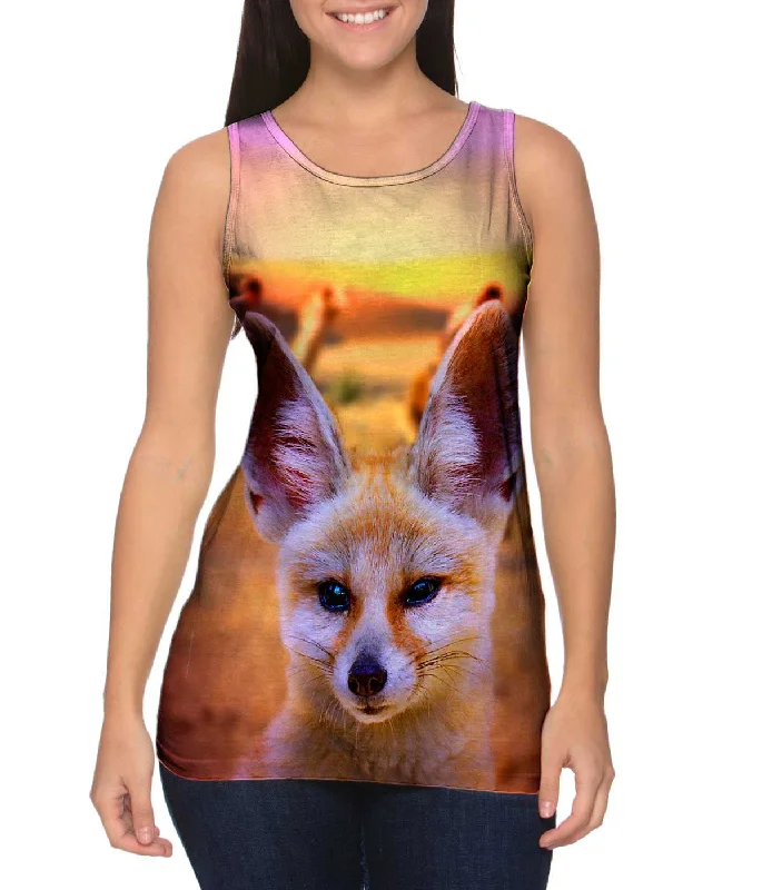 Plus Size Women's Ruffled Hem Tank Tops with Floral PrintsCivil Fennec Fox