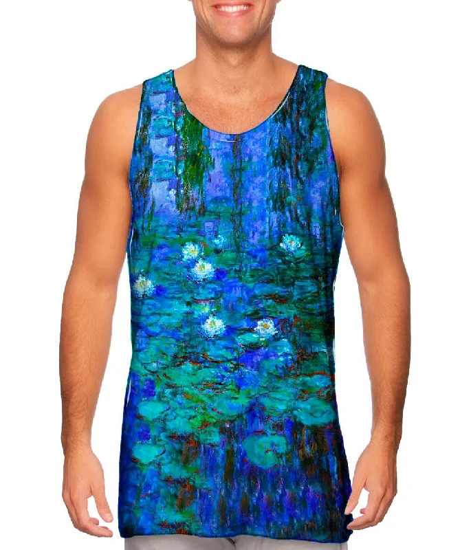 Plus Size Women's Embroidered Tank Tops in Boho StylesClaude Monet - "Blue Water Lilies" (1916) Plus Size Women's Embroidered Tank Tops in Boho StylesClaude Monet - "Blue Water Lilies" (1916)