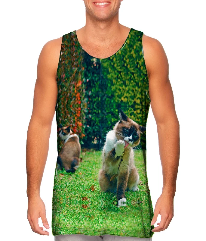 Plus Size Women's Side - Slit Tank Tops in Metallic ShadesClean Paw Cat