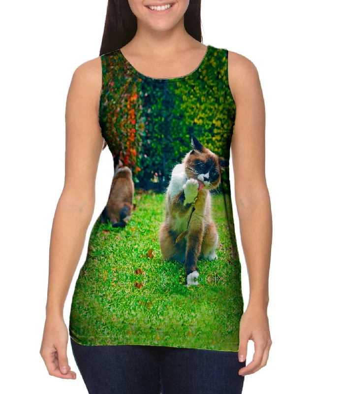 Halter Neck Women's Modal Blend Tank Tops for ComfortClean Paw Cat