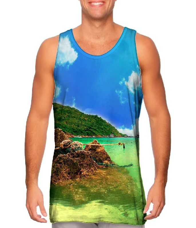 Mock Neck Women's Performance Tank Tops for CyclingCliff Of Vacation Future