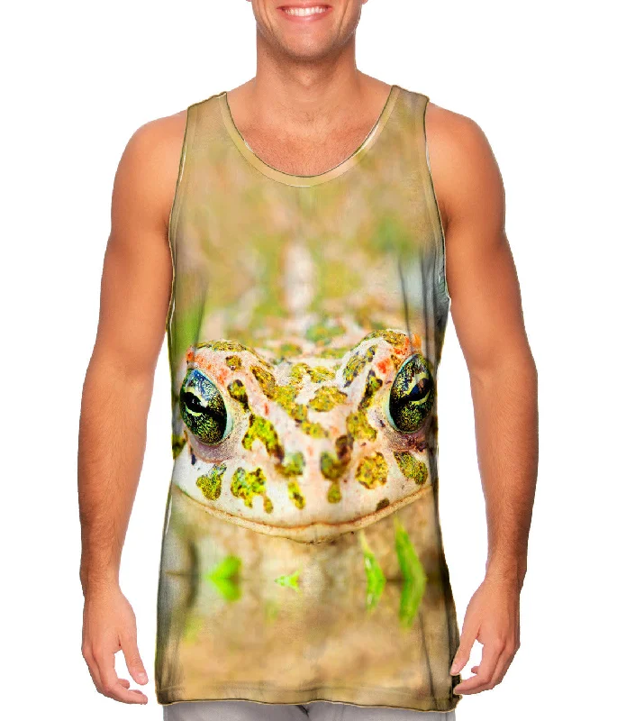 Women's Longline Tank Tops with Abstract PrintsCloseup Frog